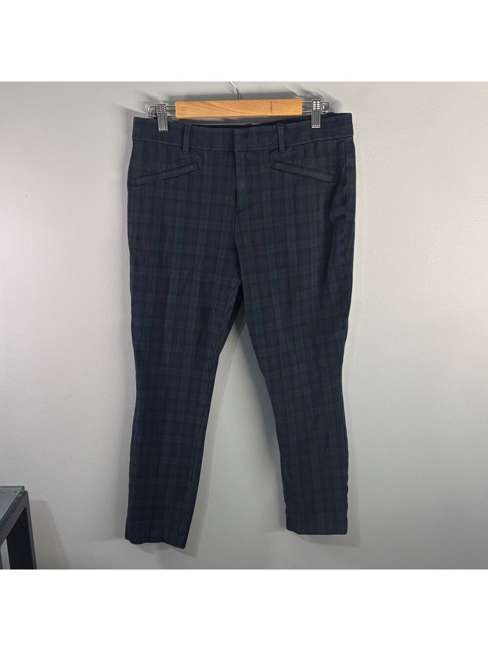 Gap pants women’s size 12 Dark Green + Navy Plaid trouser signature skinny ankle